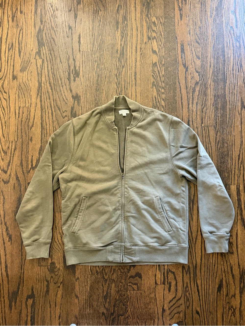 J. Crew Olive Green Zip-Up Knit Bomber Jacket
